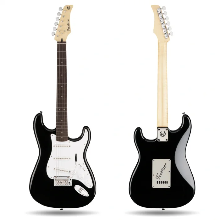 Fourtune Atlas EG-1000WB Gül Klavye Strat Kasa SSS Elektro Gitar Seti (Siyah Beyaz)