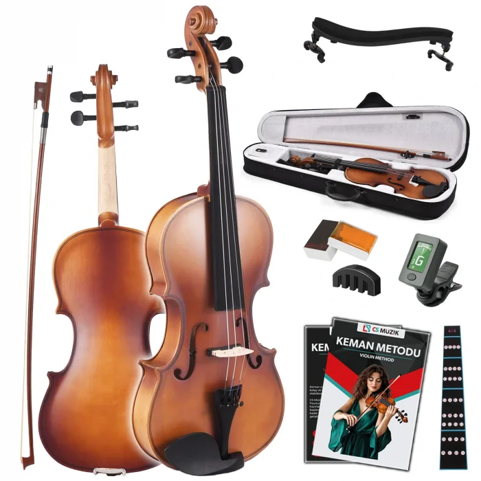 Fourtune Dante VL-200SBR 4/4 Akustik Keman Seti (Tam Boy-Açık Kahve)