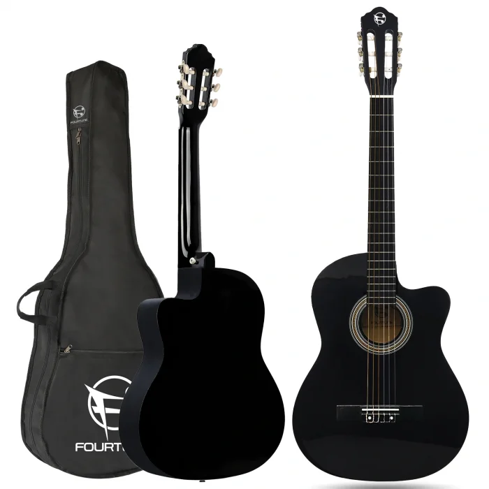 Fourtune Luca CW-200BK Siyah Kesik Kasa Klasik Gitar Seti 4/4 Sap Ayarlı (Cutaway)
