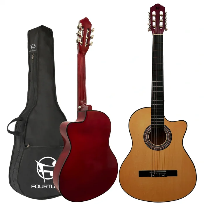Fourtune Luca CW-200OR Turuncu Kesik Kasa Klasik Gitar Seti 4/4 Sap Ayarlı (Cutaway)