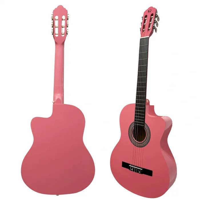 Fourtune Luca CW-200PK Pembe Kesik Kasa Klasik Gitar Seti 4/4 Sap Ayarlı (Cutaway)