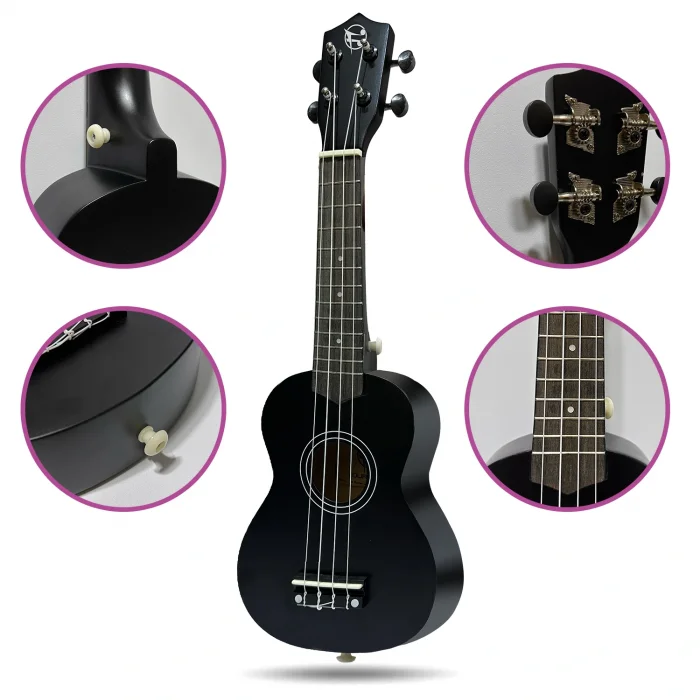 Fourtune Nova UKS-21BK Gül Ağacı Siyah Soprano Ukulele Seti