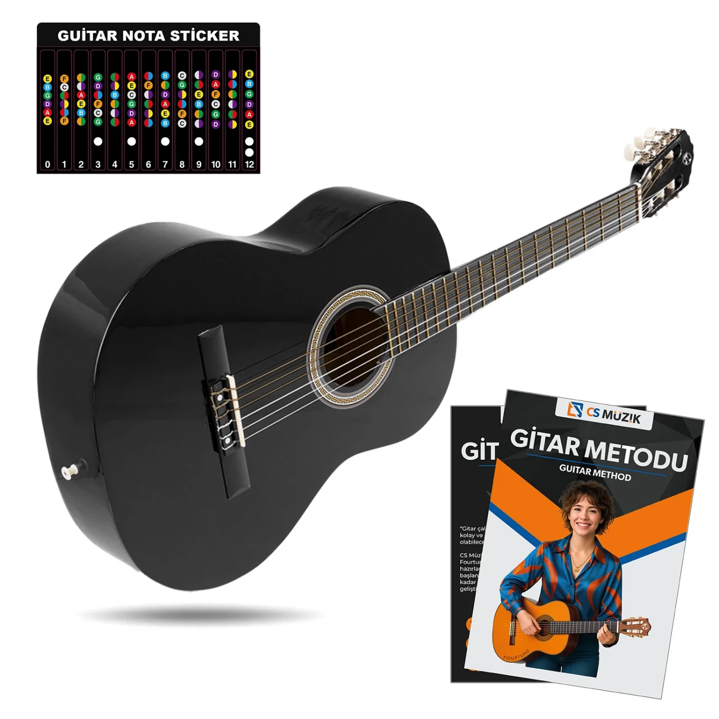 Fourtune Luca C-180BK Siyah Klasik Gitar Seti 4/4 Sap Ayarlı