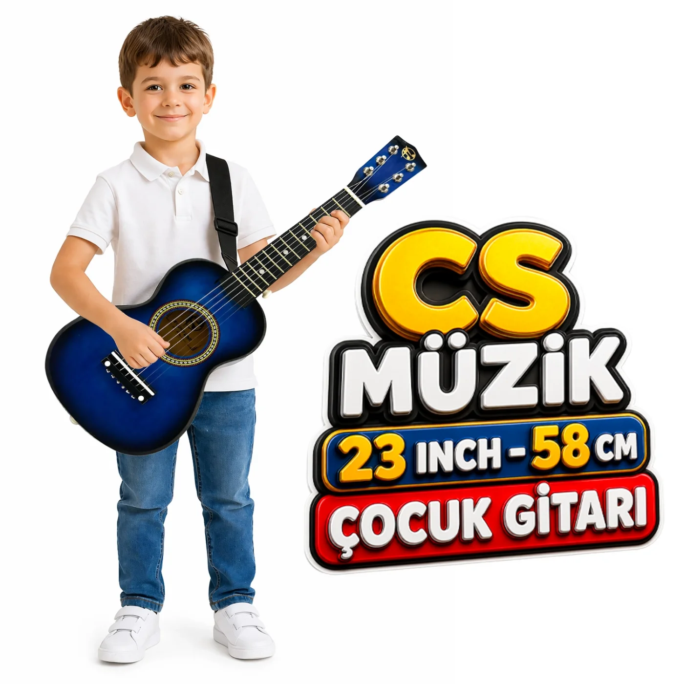 Fourtune Loki T-80BL 6 Telli Mavi Çocuk Gitarı Gerçek Ağaç
