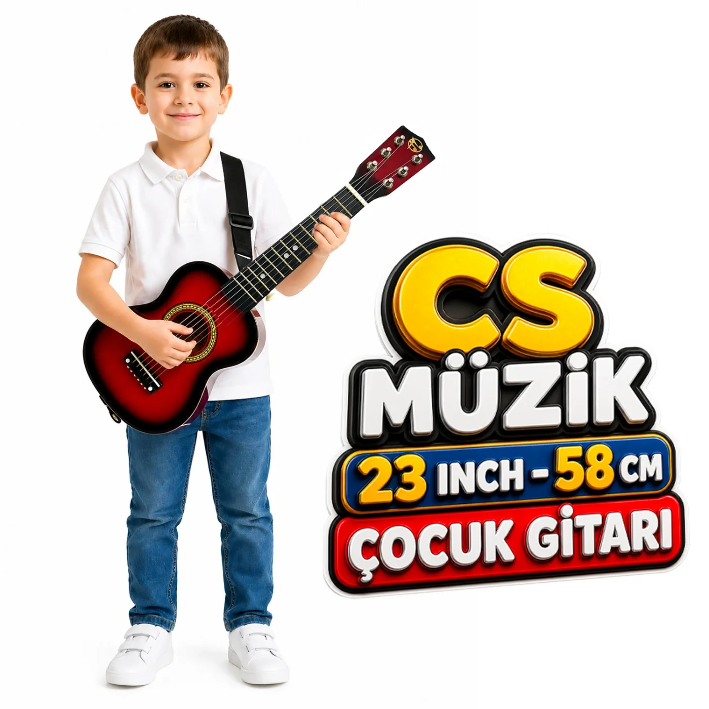 Fourtune Loki T-80RD 6 Telli Kırmızı Çocuk Gitarı Gerçek Ağaç