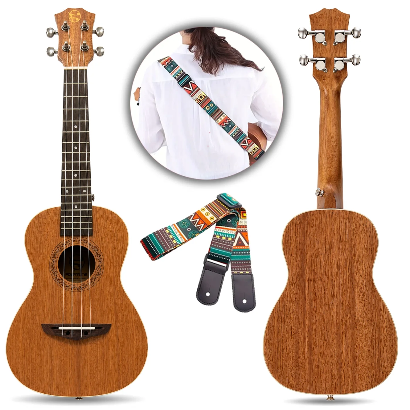 Fourtune Sydra UKC-23M Concert Ukulele Maun Ağacı Profesyonel Ukulele Seti