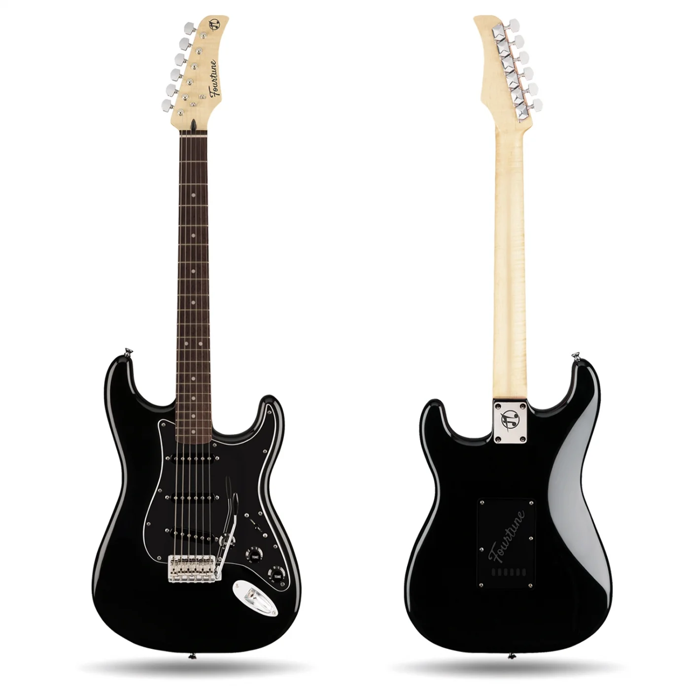 Fourtune Atlas EG-1000BK Gül Klavye Strat Kasa SSS Siyah Elektro Gitar Seti