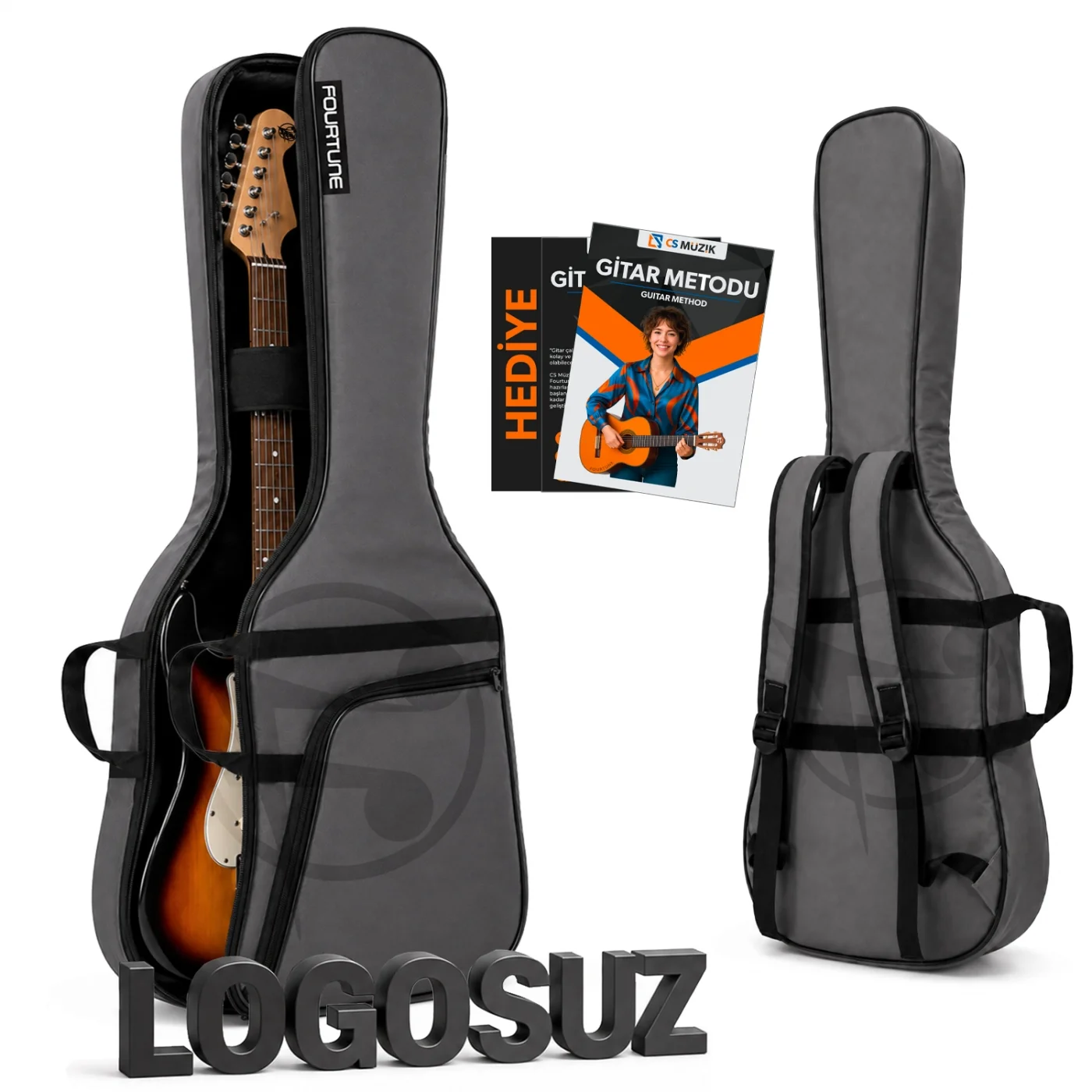 Fourtune Atlas Gri Elektro Gitar Çantası Gigbag Kalın (Soft Case)