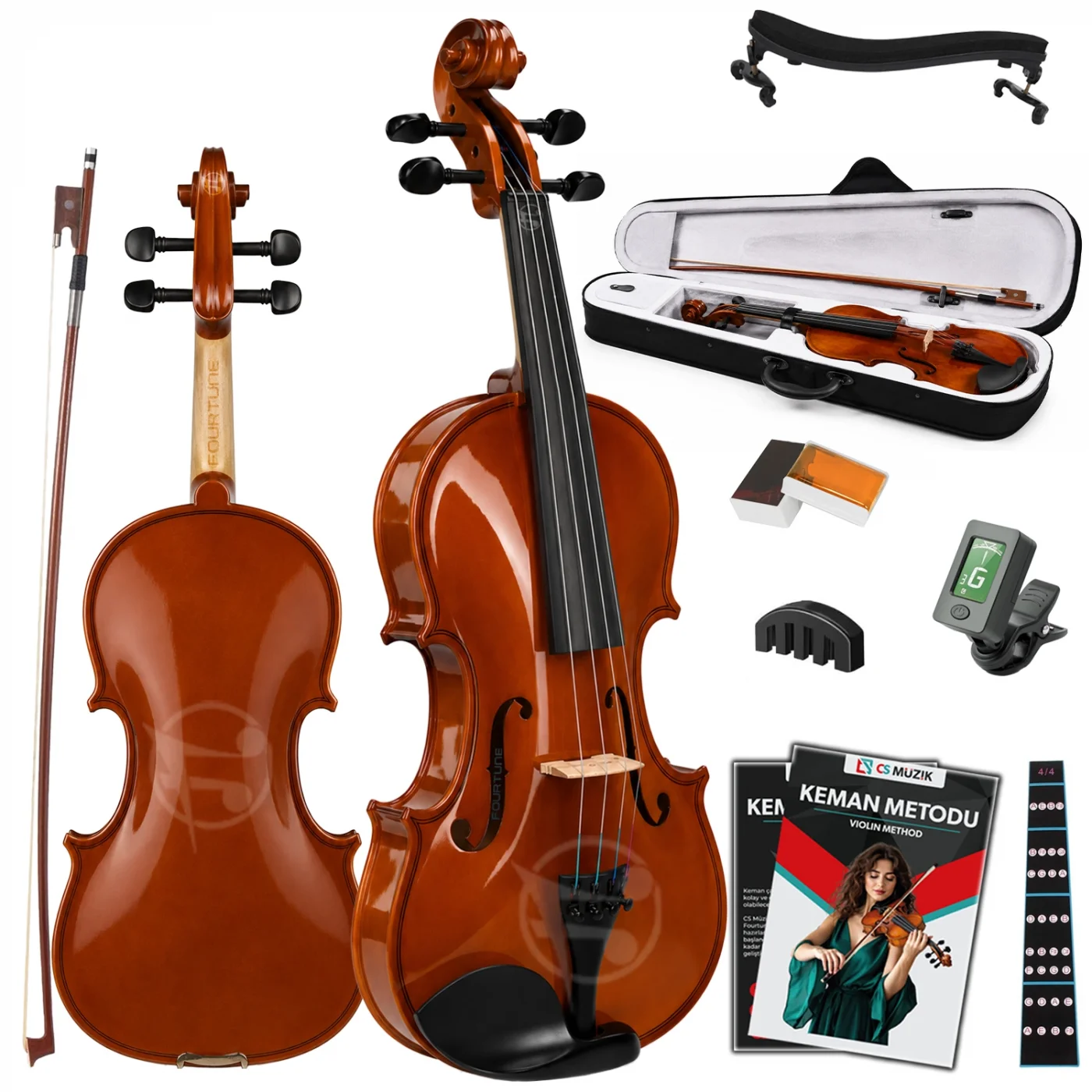 Fourtune Dante VL-200SBR Parlak 4/4 Akustik Keman Seti (Tam Boy)