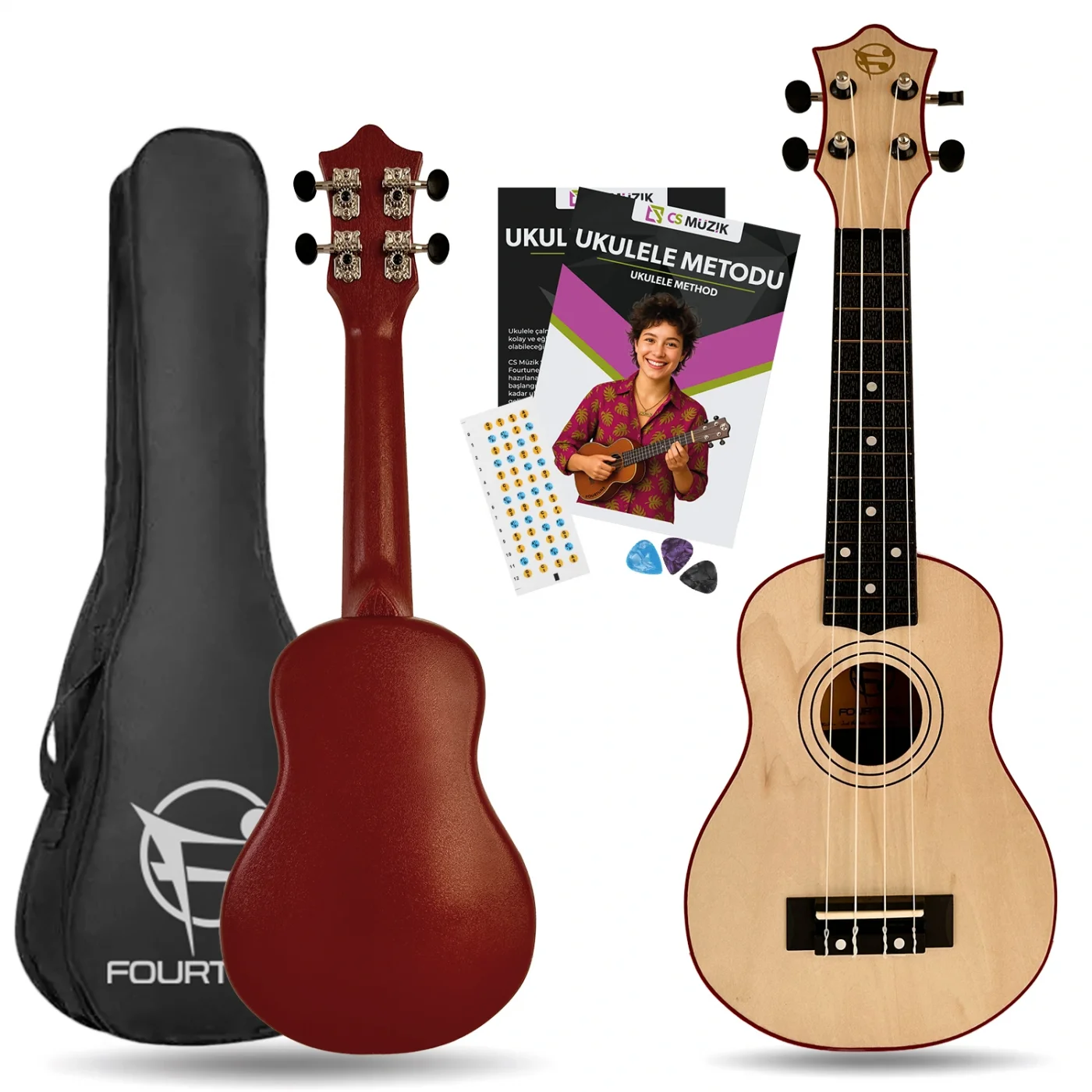 Fourtune Loki SP-21NT Soprano Naturel Ukulele Seti (Başlangıç Seviye)