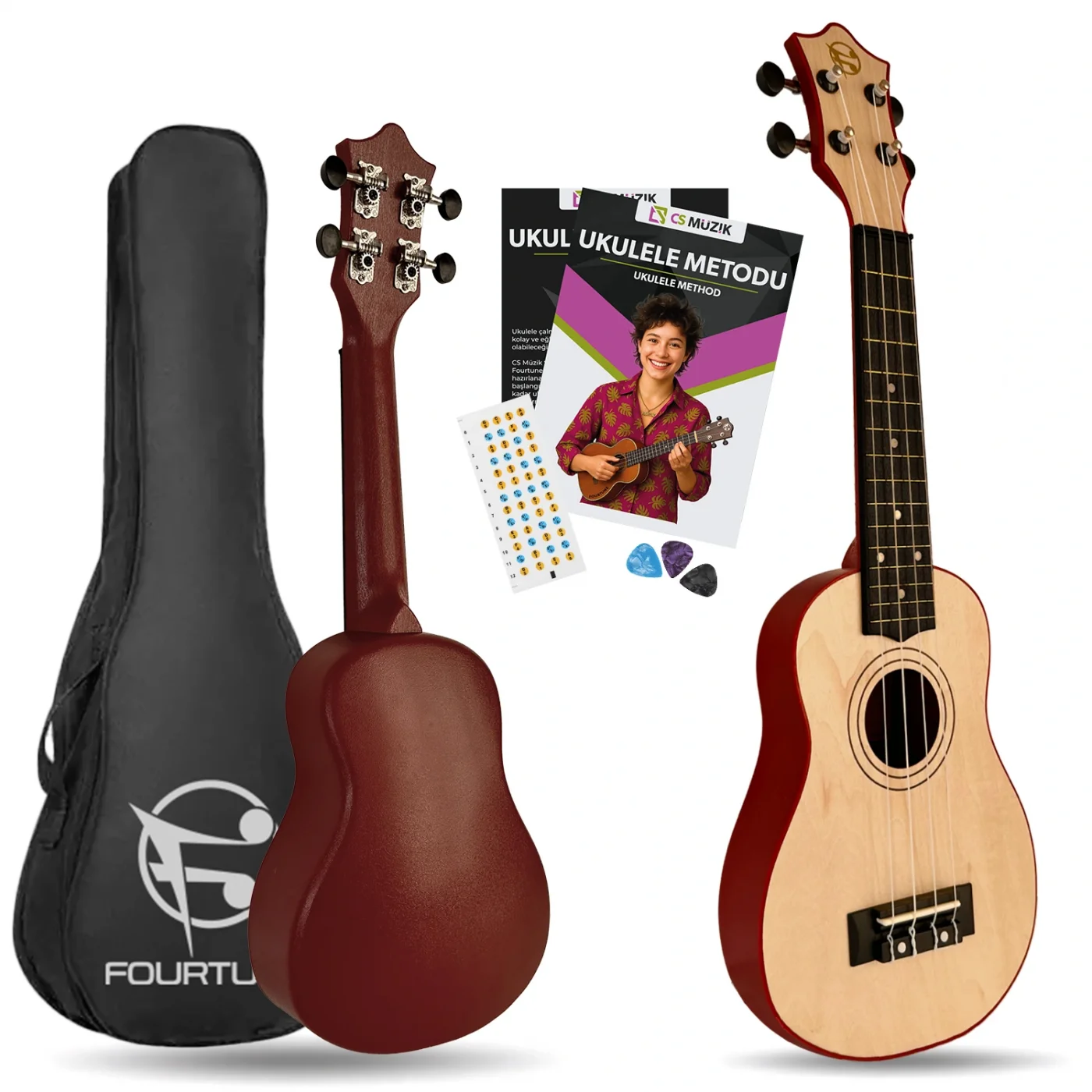 Fourtune Loki SP-21NT Soprano Naturel Ukulele Seti (Başlangıç Seviye)