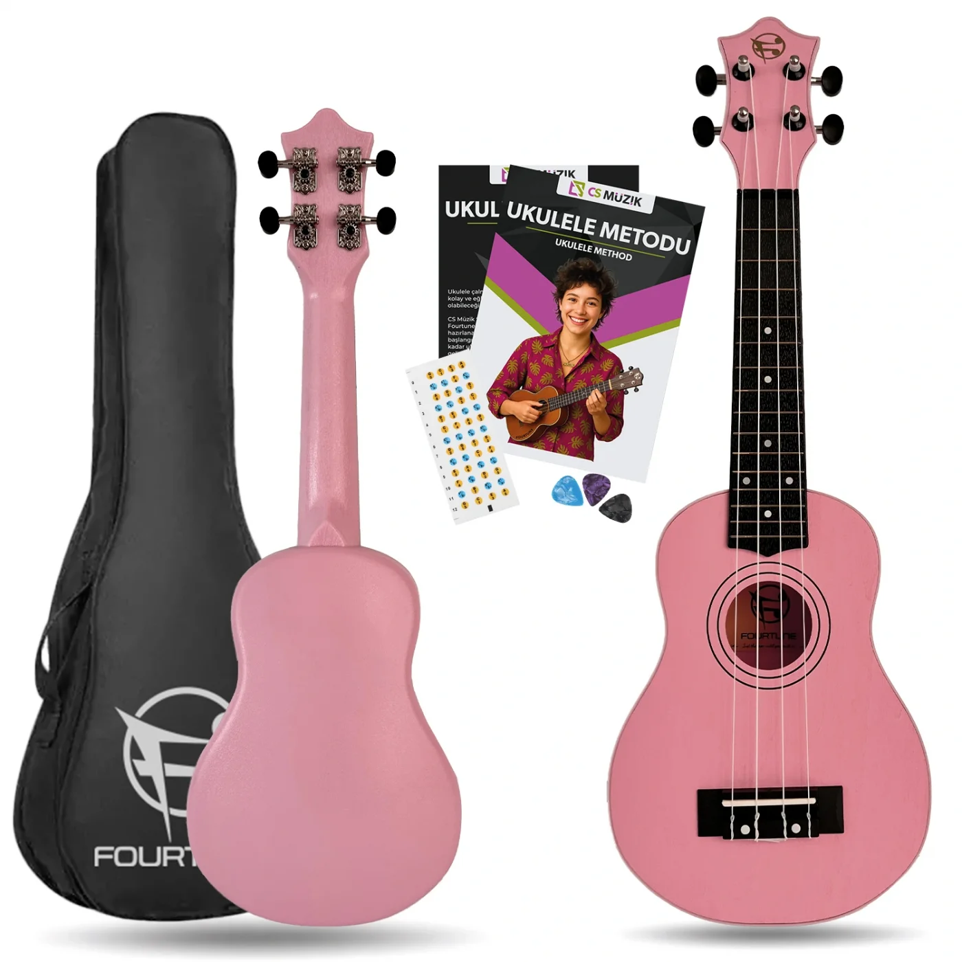 Fourtune Loki SP-21PK Soprano Pembe Ukulele Seti (Başlangıç Seviye)