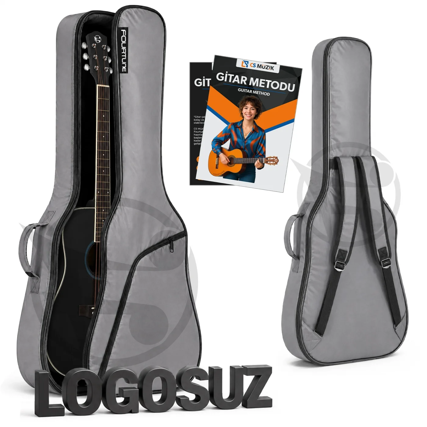 Fourtune Luca Gri Akustik Gitar Çantası Gigbag Kalın (Soft Case)