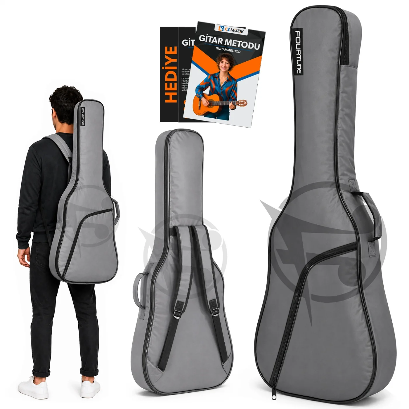 Fourtune Luca Gri Klasik Gitar Çantası Gigbag Kalın (Soft Case)