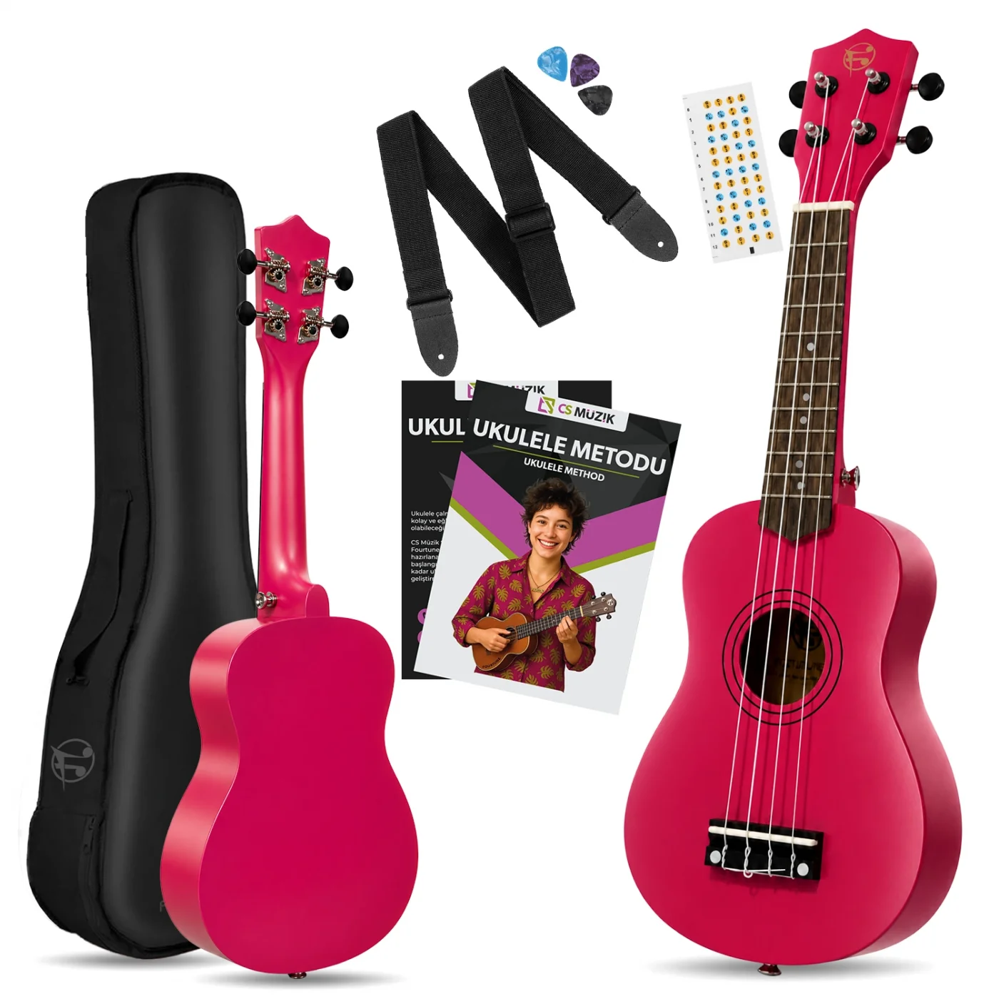 Fourtune Nova UKS-21DPK Soprano Pembe Ukulele Seti