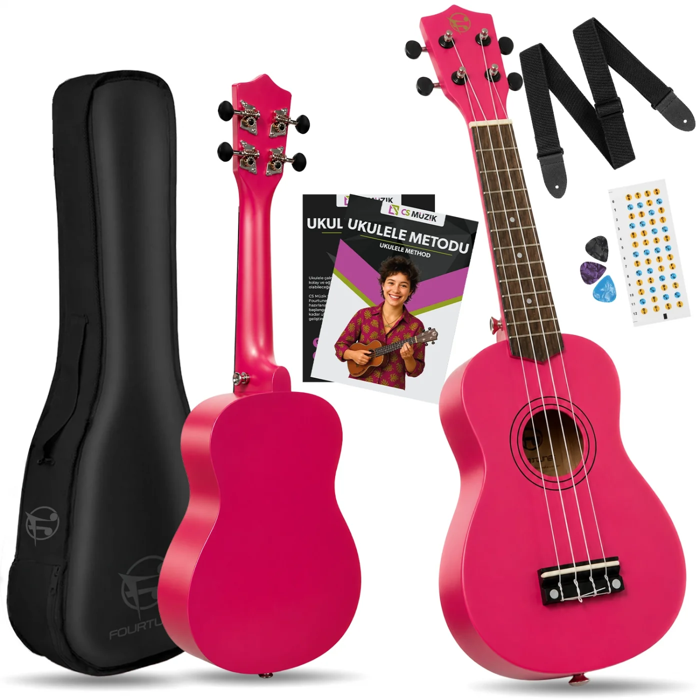 Fourtune Nova UKS-21DPK Soprano Pembe Ukulele Seti