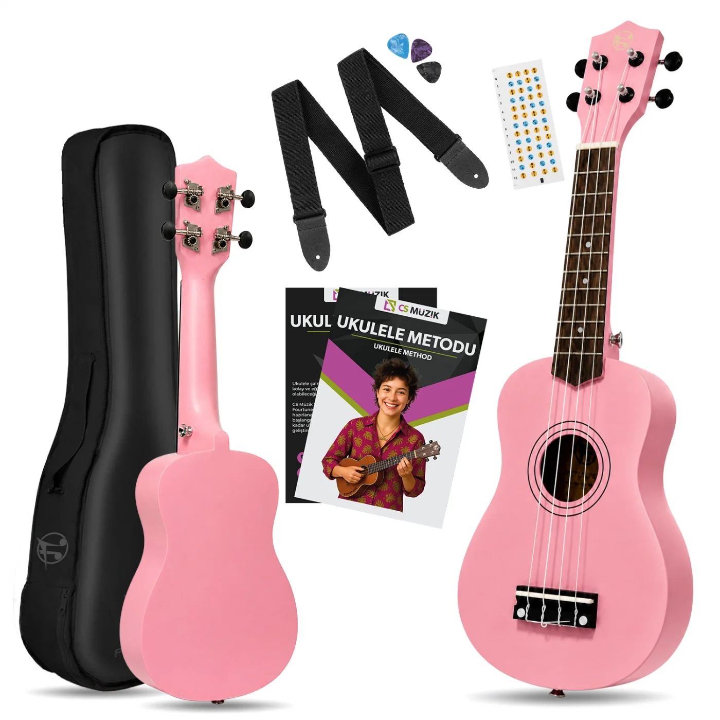Fourtune Nova UKS-21LPK Soprano Pembe Ukulele Seti