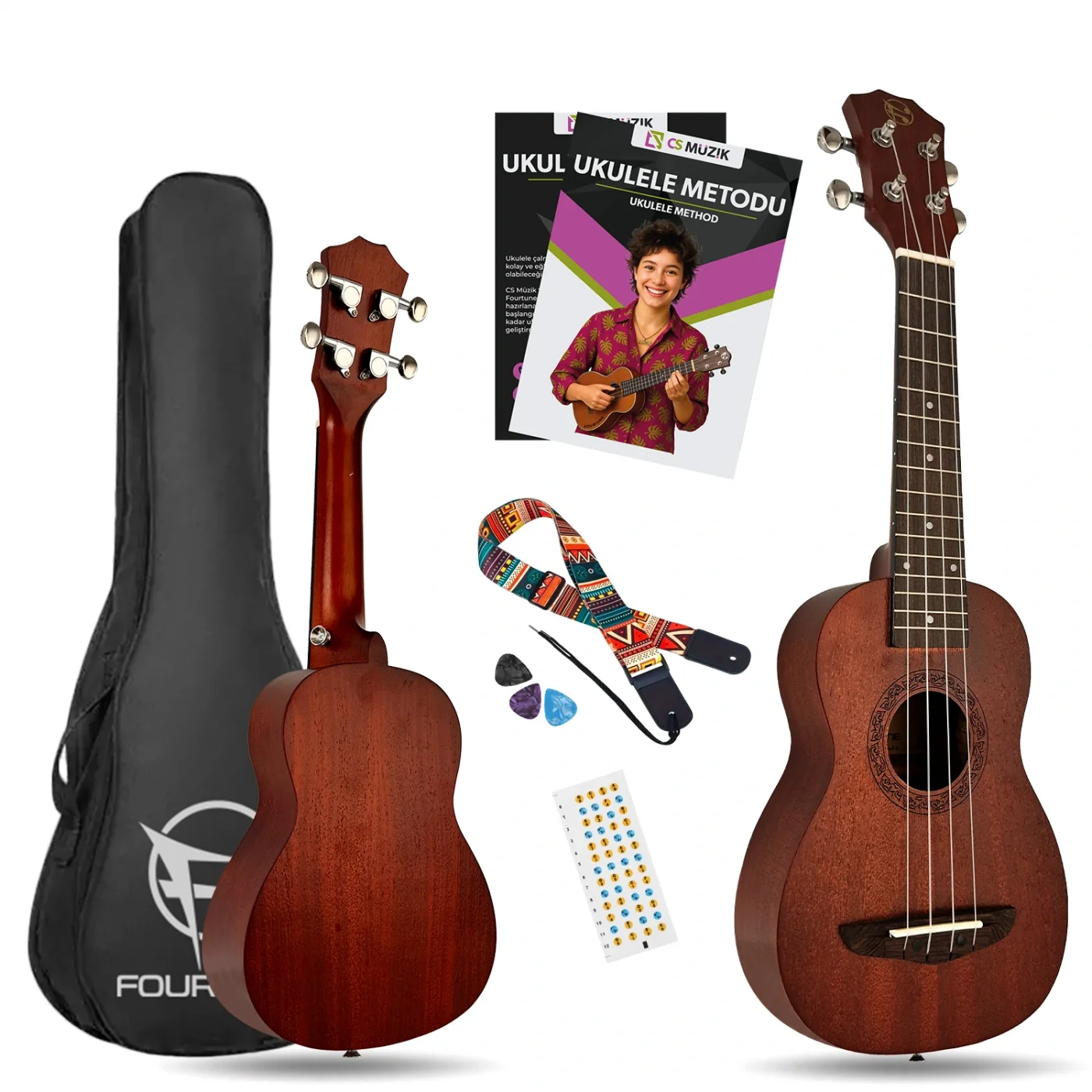 Fourtune Raya UKS-21MN Soprano Ukulele Maun Hakiki Ağaç (ÖZEL SERİ)