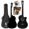 Fourtune Luca CW-200BK Kesik Kasa Siyah Klasik Gitar Seti 4/4 Sap Ayarlı (Cutaway)