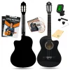 Fourtune Luca CW-200BK Kesik Kasa Siyah Klasik Gitar Seti 4/4 Sap Ayarlı (Cutaway)