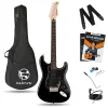 Fourtune Atlas EG-1000BK Gül Klavye Strat Kasa SSS Siyah Elektro Gitar Seti