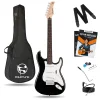 Fourtune Atlas EG-1000WB Gül Klavye Strat Kasa SSS Elektro Gitar Seti (Siyah Beyaz)