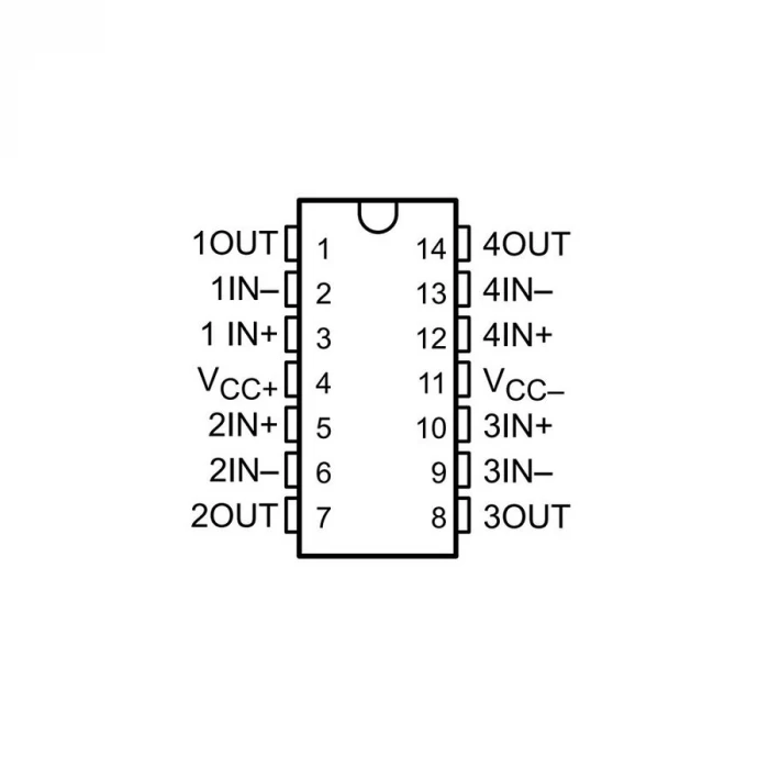 LM348N OpAmp - Dört Kanallı Amplifikatör Entegresi DIP14