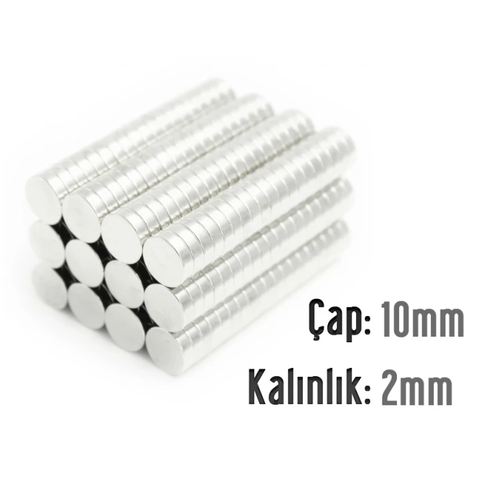 Çap: 10mm x Kalınlık: 2mm Neodyum Mıknatıs