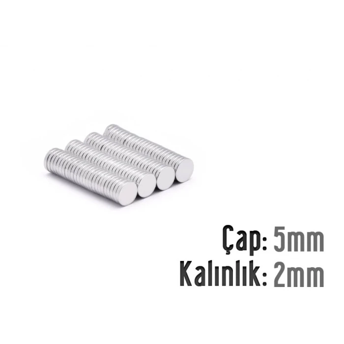 Çap: 5mm x Kalınlık: 2mm Neodyum Mıknatıs