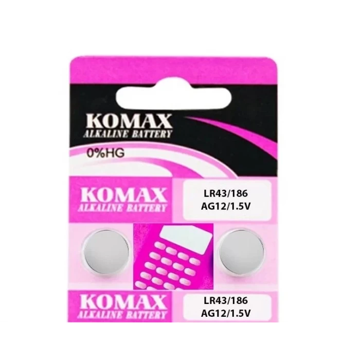 AG12 LR43 1.5V Düğme Pil Komax