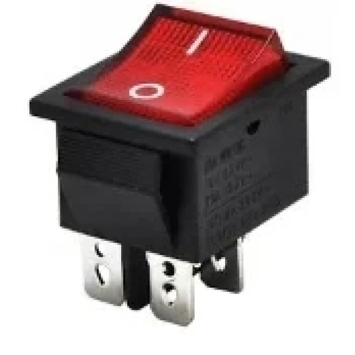Işıklı Geniş On-Off Power Switch Anahtar 4 Pin - SİYAH