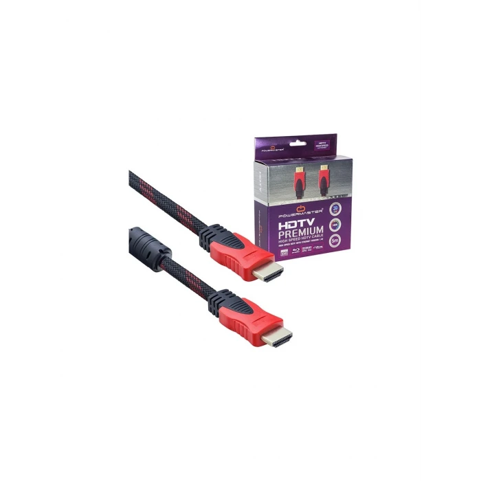 Powermaster HDMI Kablo Örgülü 5 Metre 3D Destekli Kaliteli Görüntü Sunar 1.4 Versiyon
