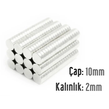 Çap: 10mm x Kalınlık: 2mm Neodyum Mıknatıs