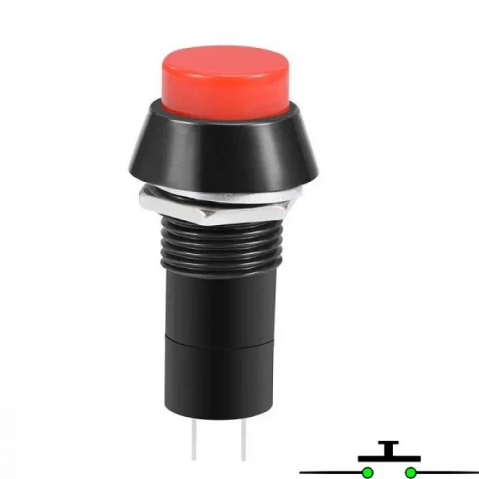 12mm Push Buton -- Kilitlemeli ON-OFF - KIRMIZI