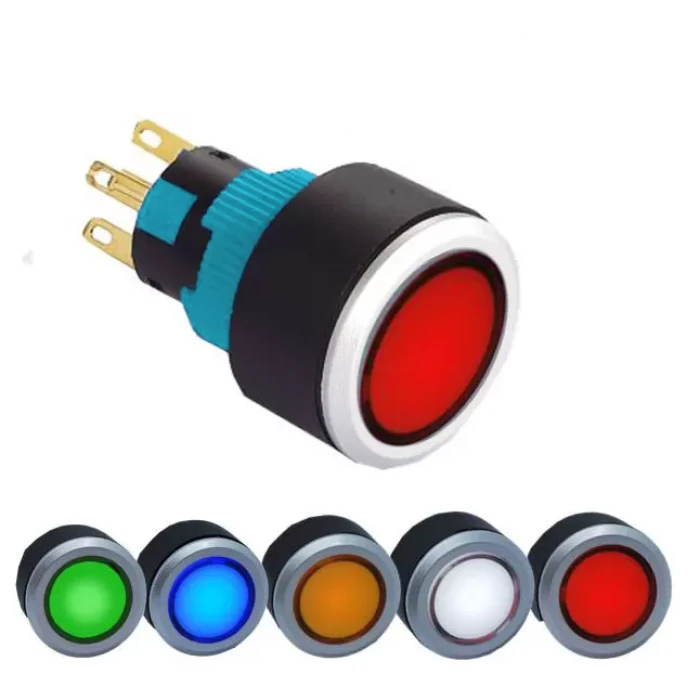 16 - 22mm Işıklı Buton NO + NC Kilitli - KIRMIZI