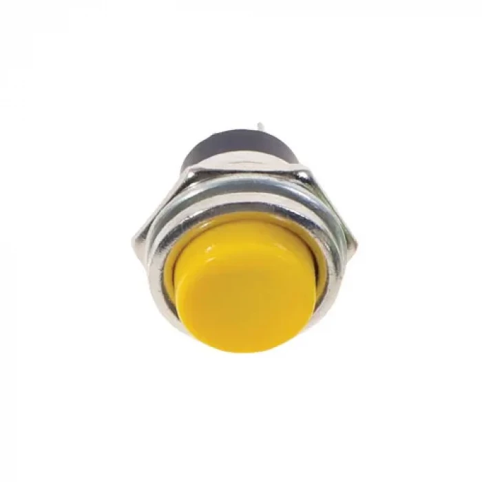 16mm Metal Push Buton - Normali Açık (NO) - Yaylı - SARI
