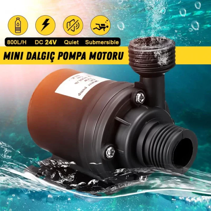 24V Mini Dalgıç Pompa - Solenoid Su Tahliye Pompası 600-800L-H 19W