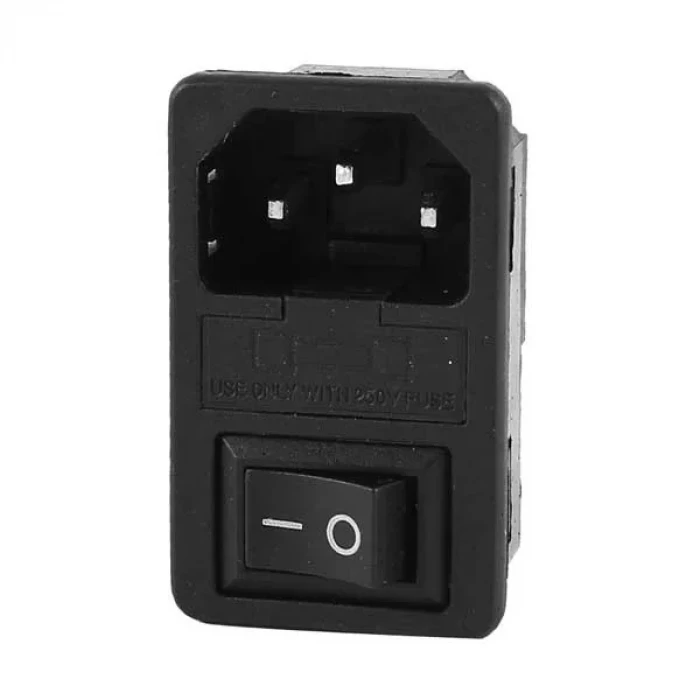 AC Power Supply Girişi (Güç Kaynağı) Konnektörü - Erkek - Sigortalı - Anahtarlı