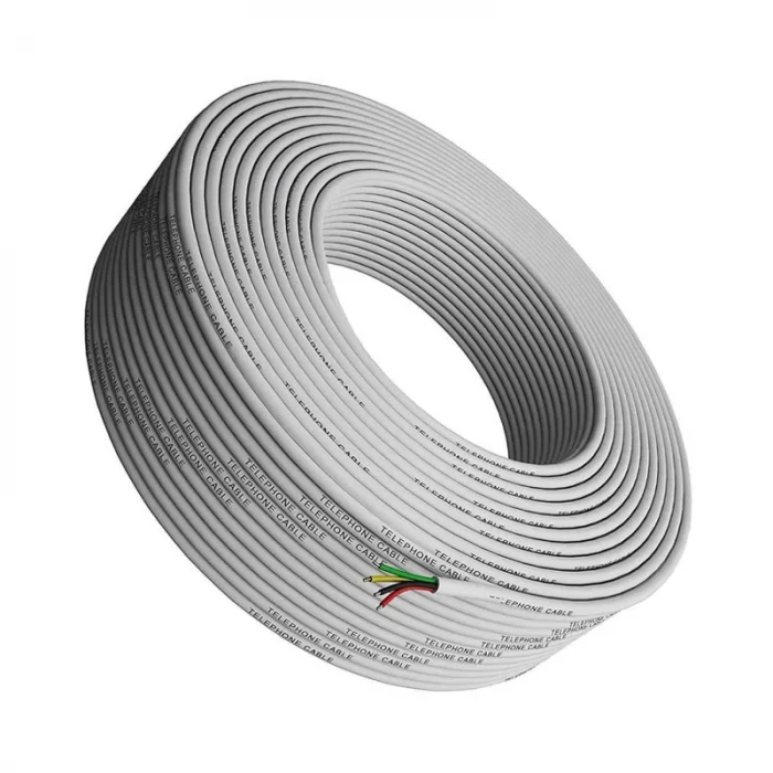 Dörtlü Telefon Kablosu - BEYAZ - 1 Metre
