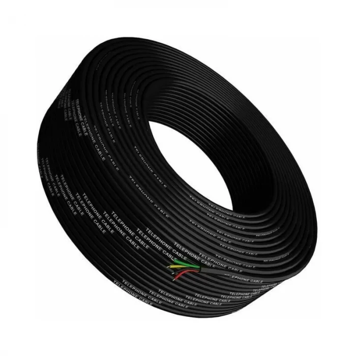 Dörtlü Telefon Kablosu - SiYAH - 1 Metre