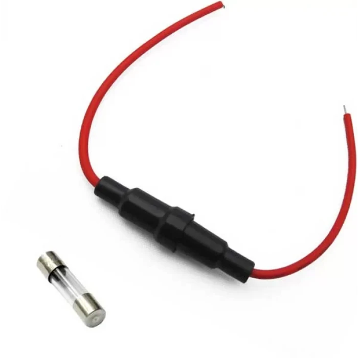 Kablolu Cam Sigorta Yuvası (5x20mm) - SiYAH