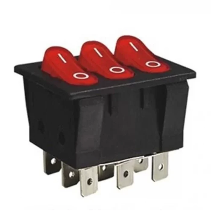 Üçlü Işıklı ON-OFF Anahtar Switch 9P