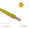 1 metre Yumuşak Silikon Kablo 1x4.0 mm2 SIAF 12 AWG - SARI-YEŞİL