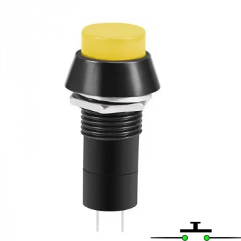 12mm Push Buton - Normali Açık (NO) - Yaylı PBS-11B - SARI