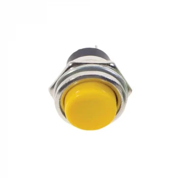 16mm Metal Push Buton - Normali Açık (NO) - Yaylı - SARI