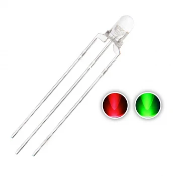 3mm Mat Çift Renkli LED Diyot 3 Bacaklı Ortak Katot YEŞİL - KIRMIZI
