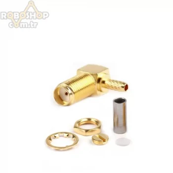 SMA Dişi Konnektör 90° RG174 RG178 RG316 LMR100 destekli