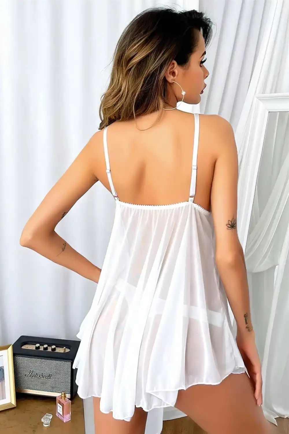 Göğüs Kısmı İşlemeli Fantazi Mini Tül Gecelik