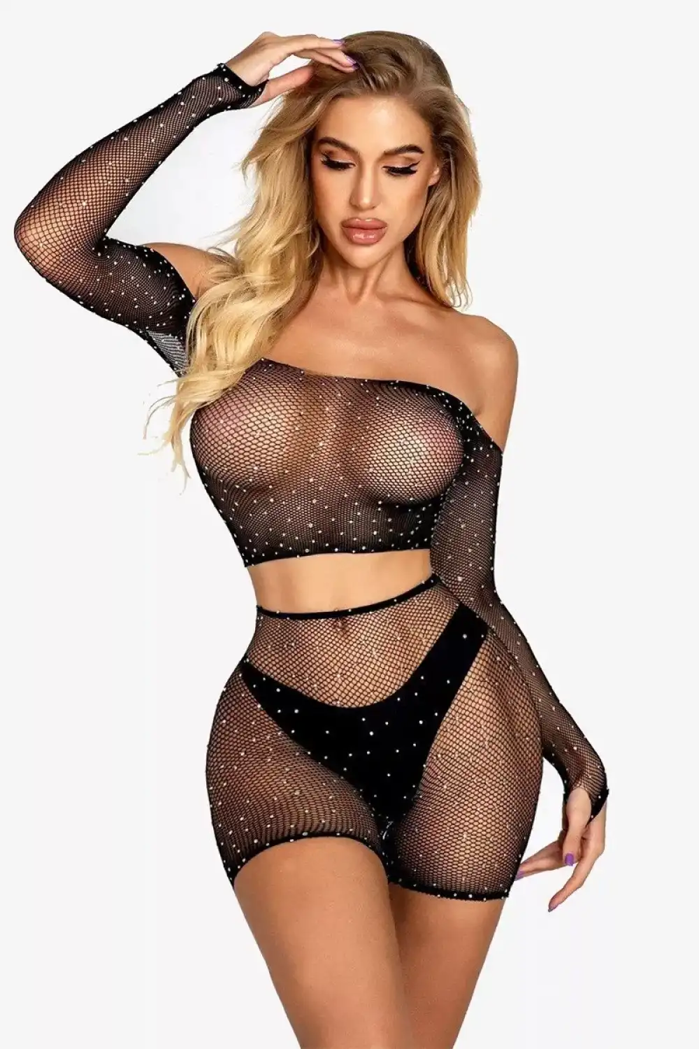 Kadın Şortlu Bodyli Taşlı Vücut Çorabı
