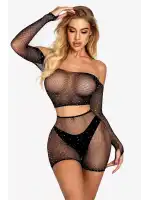 Kadın Şortlu Bodyli Taşlı Vücut Çorabı